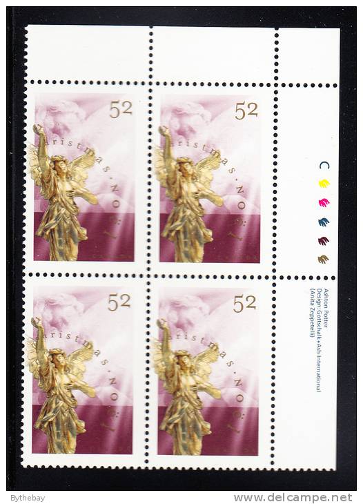 Canada MNH Scott#1765 Upper Right Plate Block 52c Christmas Angels - Num. Planches & Inscriptions Marge