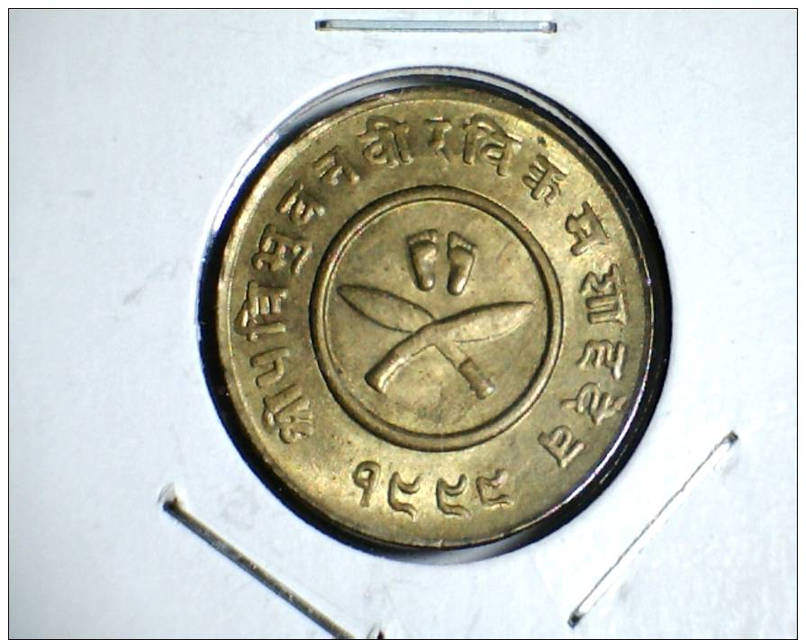 1942,  NEPAL,   **BU-BRASS** 2 PAISA BRASS COIN - Nepal