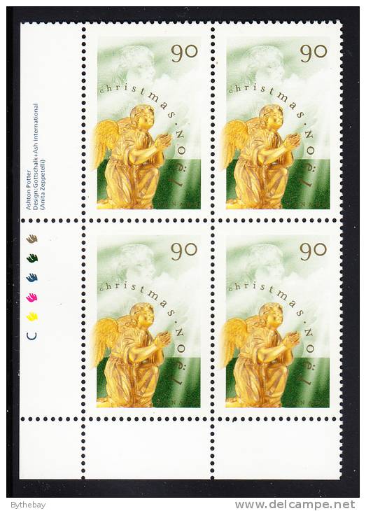 Canada MNH Scott#1766 Lower Left Plate Block 90c Christmas Angels - Plattennummern & Inschriften