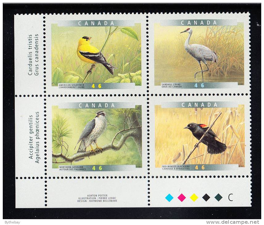 Canada MNH Scott#1773a Lower Left Plate Block 46c Birds Of Canada - Num. Planches & Inscriptions Marge