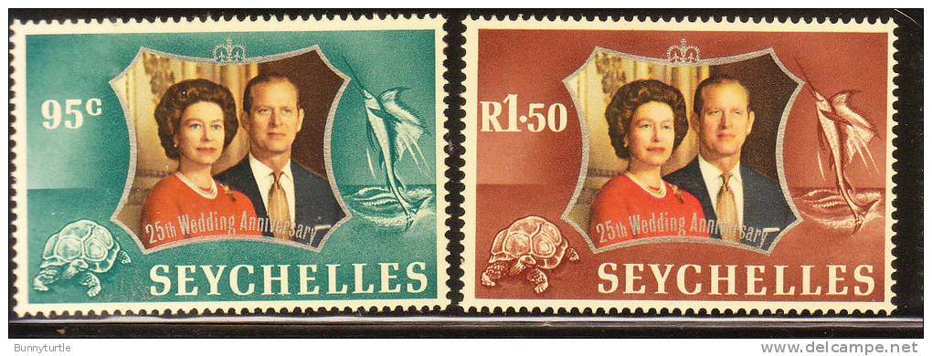 Seychelles 1972 Silver Wedding Issue Omnibus Sailfish Tortoise Mint - Seychellen (...-1976)