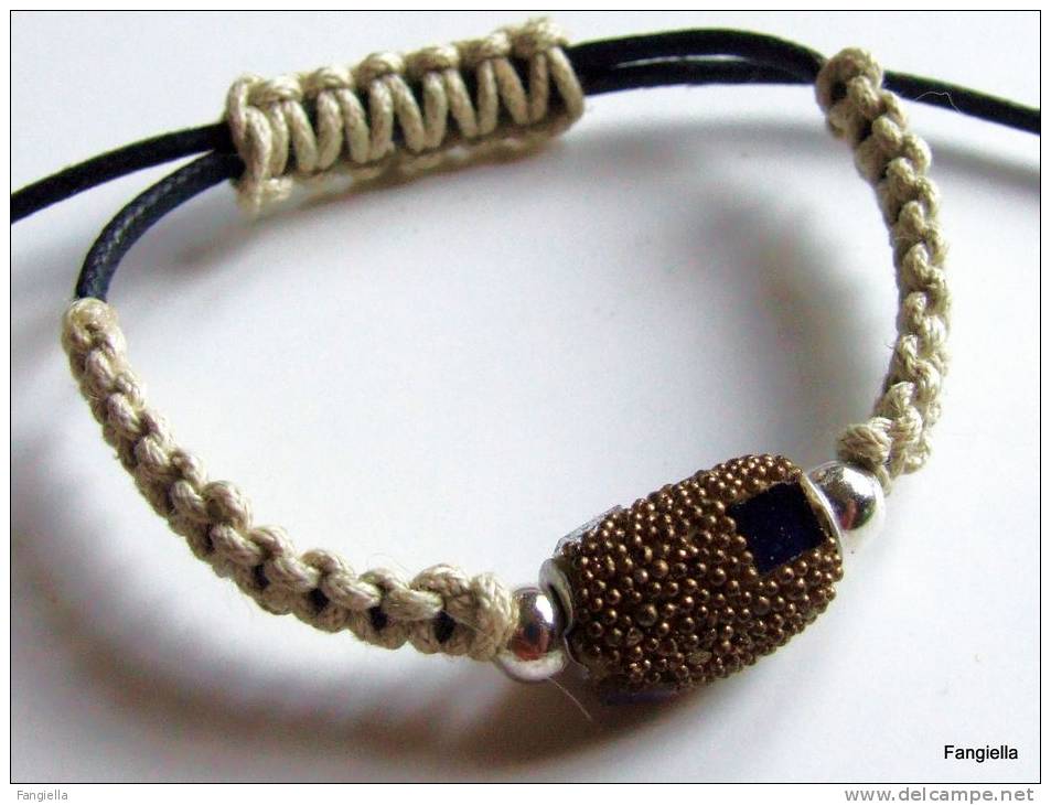 Bracelet Shamballa écru Noir Perle Indienne Marron Bleu  Réglable, Il Conviendra à Tous Les Poignets. - Bracciali