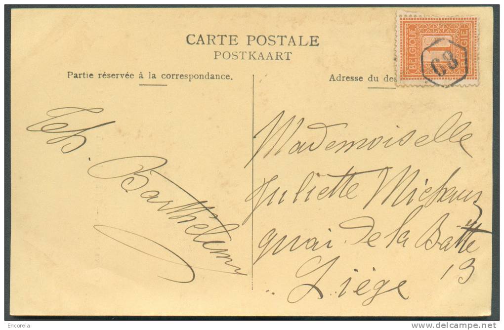 N°108 - 1 Centime Orange Obl. Cachet De Facteur 68 (hexagonal) S/C.V. De CHEVREMONT Vers Liège - 7905 - 1912 Pellens