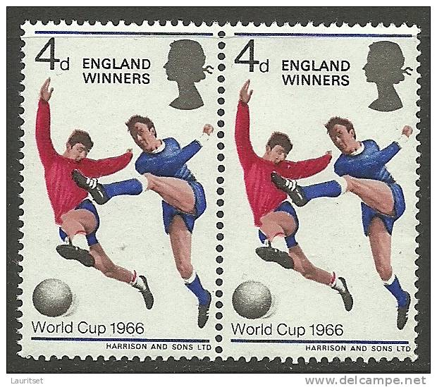 ENGLAND Great Britain 1966 Fussball Football As A Pair MNH - 1966 – England