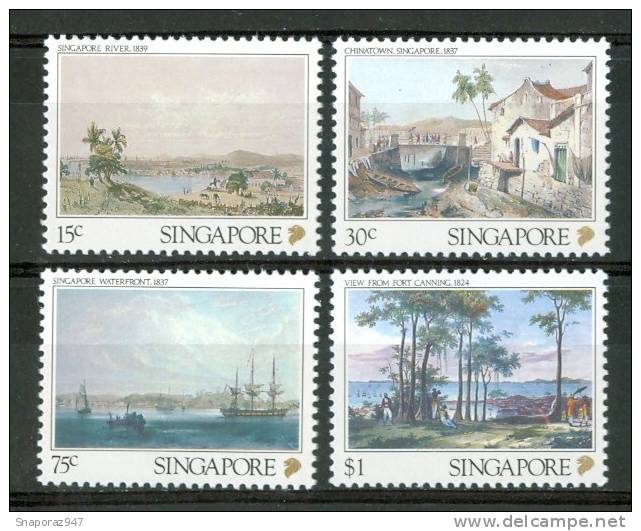 1990 Singapore Litografie Lithographs Lithographies Paesaggi Lanscapes Paysages Set MNH** Sin18 - Grabados