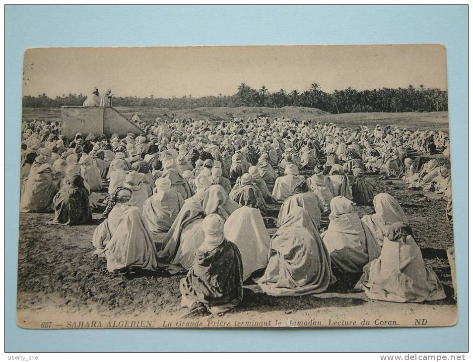 Sahara ALGERIEN La Grande Prière Terminant Le RAMADAN / Lecture Du Coran / Anno 19?? ( Zie Foto Voor Details ) - Scènes & Types