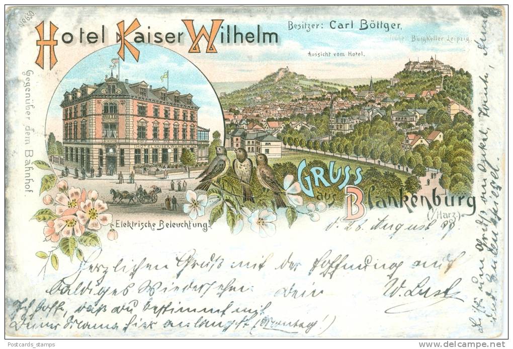 Blankenburg, Farb-Litho, Hotel Kaiser Wilhelm, 1897 - Blankenburg