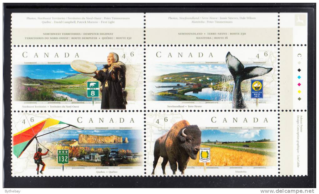 Canada MNH Scott#1783a Upper Right Plate Block 46c Scenic Highways - Num. Planches & Inscriptions Marge