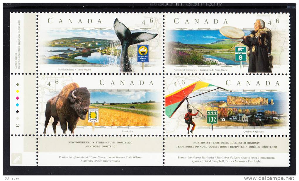 Canada MNH Scott#1783a Lower Left Plate Block 46c Scenic Highways - Num. Planches & Inscriptions Marge