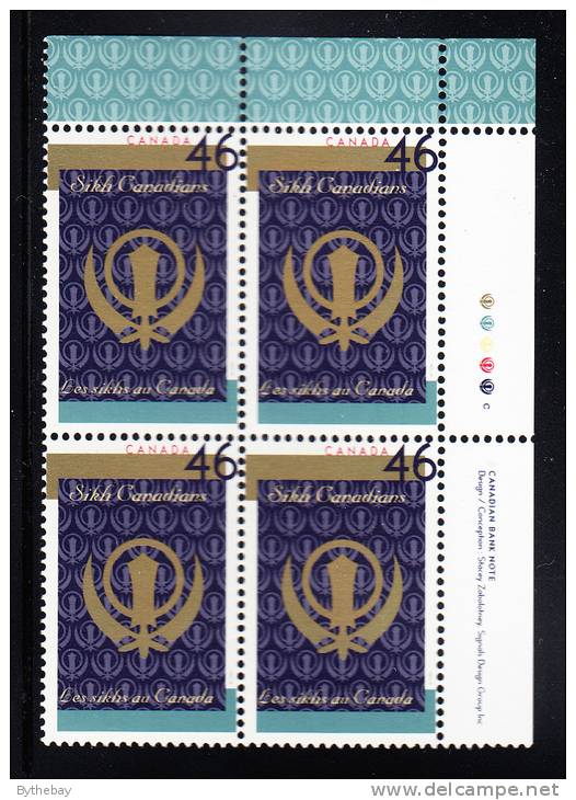 Canada MNH Scott#1786 Upper Right Plate Block 46c Sikh Canadians - Num. Planches & Inscriptions Marge