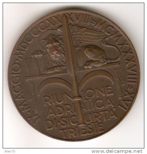 RIUNIONE ADRIATICA DI SICURTA´ TRIESTE ANNO 1938 - BRONZO - Professionnels/De Société