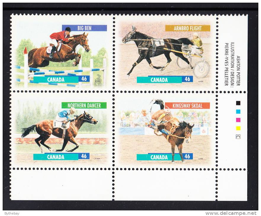 Canada MNH Scott#1794a Lower Right Plate Block 46c Canadian Horses - Num. Planches & Inscriptions Marge