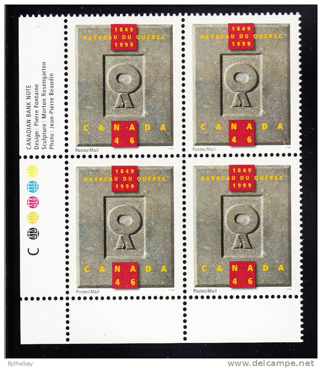 Canada MNH Scott#1799 Lower Left Plate Block 46c Quebec Bar Association 150-year History - Plattennummern & Inschriften