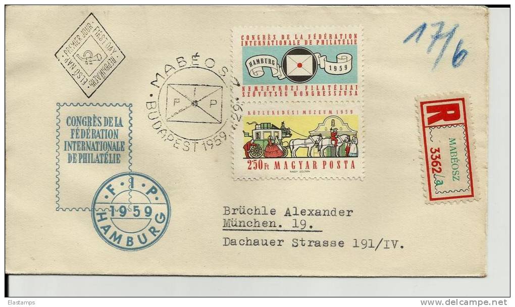 =UNGARY 1959 FDC R-BRIFE - Briefe U. Dokumente