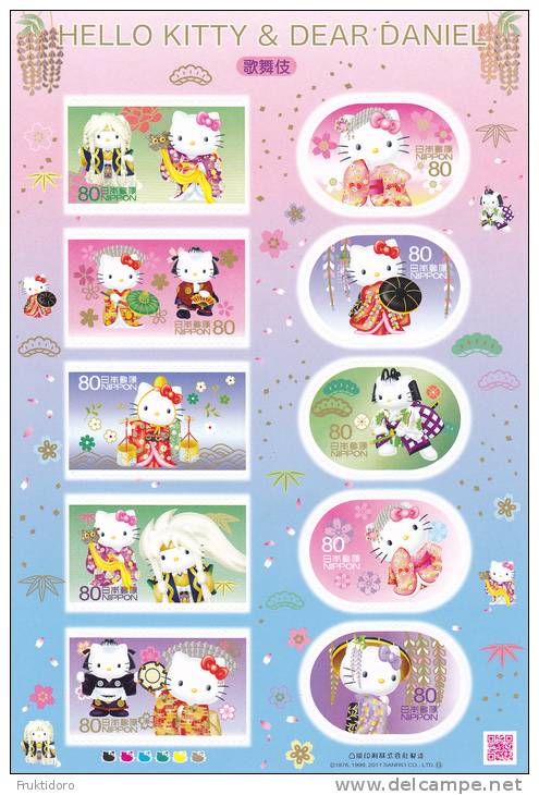 Japan Mi 5666-5675 Minisheet Hello Kitty & Dear Daniel Comics - Cat - Kinkakuji - Yoshinoyama - Fujimusume 2011 ** - Blocks & Sheetlets