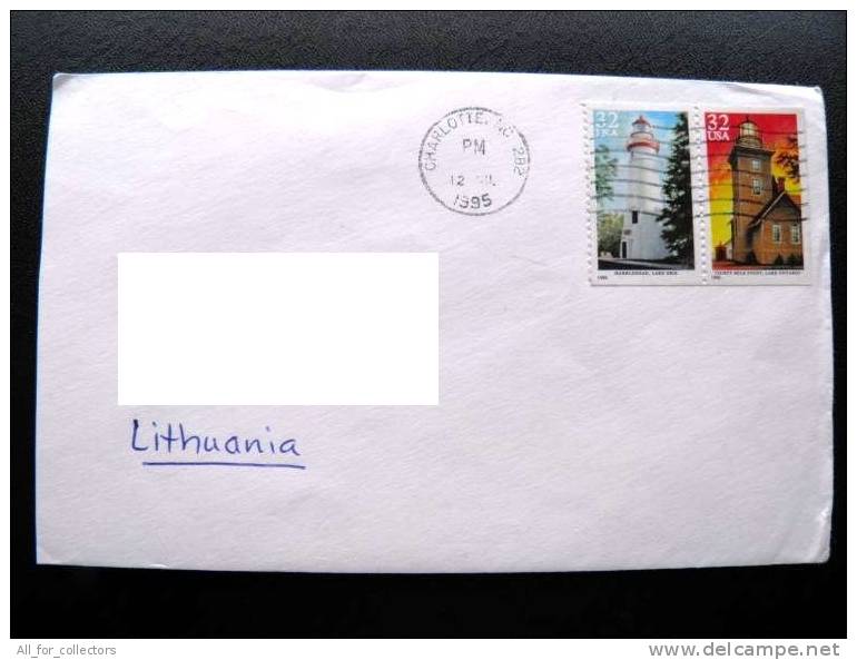 Cover Sent From USA To Lithuania , 1995, Lighthouse Pfare, Charlotte - Briefe U. Dokumente