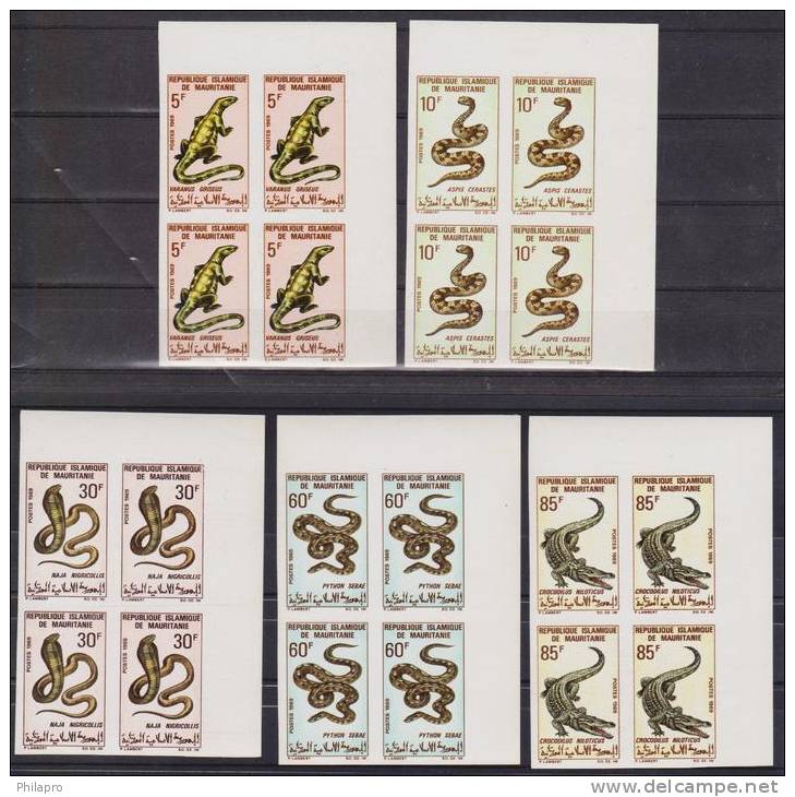 MAURITANIE  NON DENT/IMP  ANIMAUX REPTILES  SERPENTS   YVERT N°263/7**mnh  Réf 1292 - Snakes