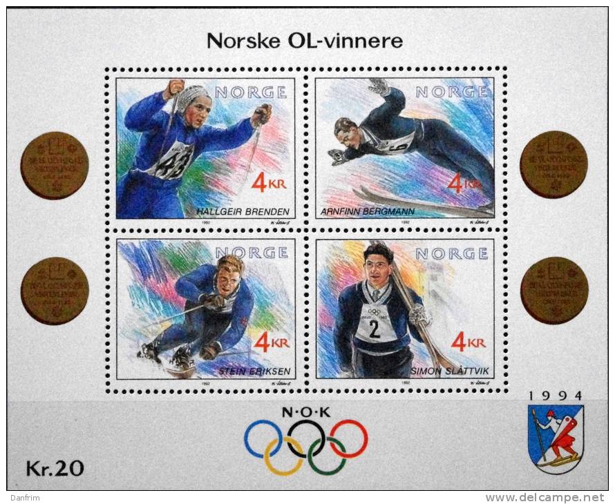 Norway 1992  Olympische Winterspiele Lillehammer 1994  MiNr. 1090-1093  BLOCK 17 MNH (**) ( Lot 1248 ) - Neufs