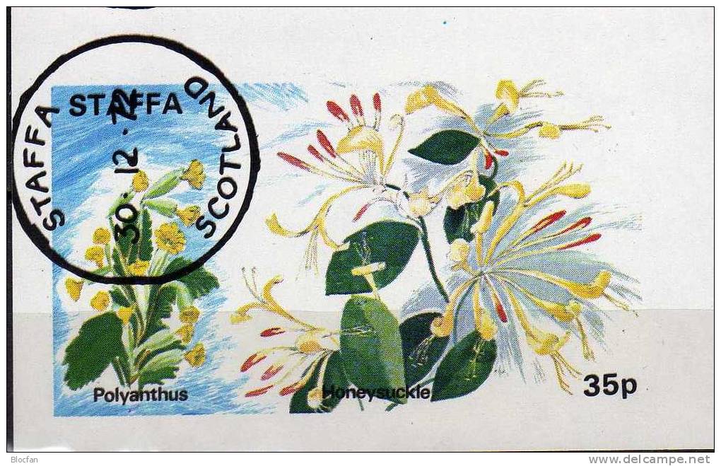 Nature Flora 1972 UK Scotland Staffa Block 5/72 O 2€ Blume Polyanthus Honeysuckle Flower Souvenir Sheet Of Great Britain - Cinderellas