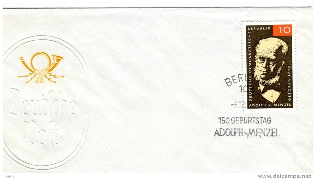 Germany (East)- First Day Cover FDC- "150 Geburtstag: A. Von Menzel (1815-1905)" Issue [Berlin 8.12.1965] - Other & Unclassified