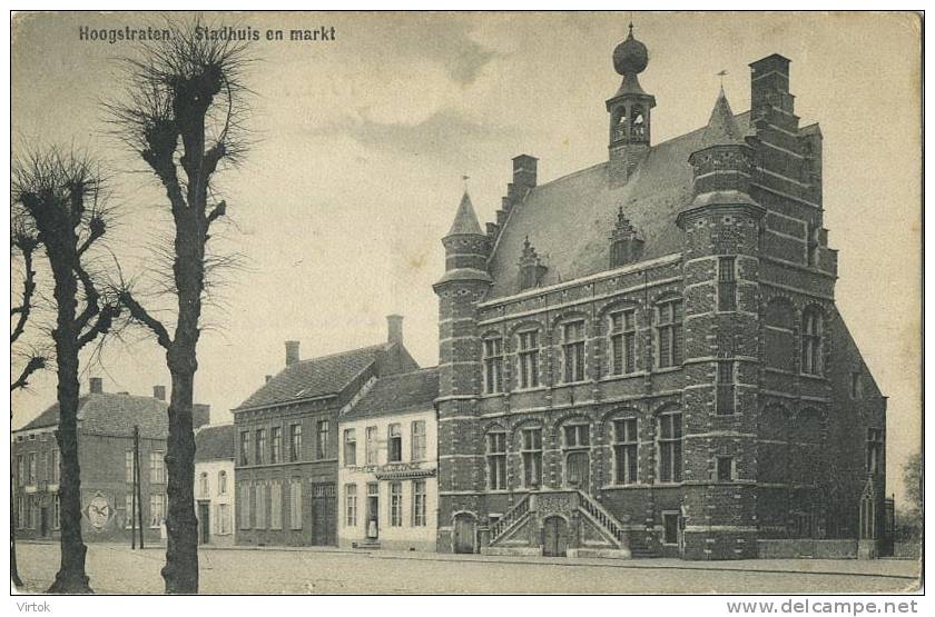 Hoogstraten :  Stadhuis En Markt  ( Geschreven 1910 Met Zegel ) - Hoogstraten