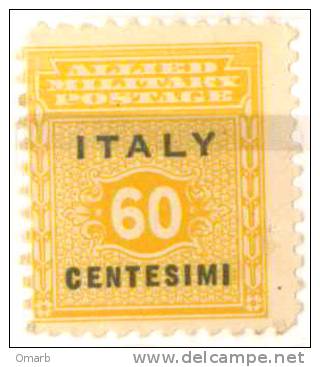 Fra343 Occupazione Ango-americana, Allied Military Postage, 1943, N.5 60 Cent Giallo Nero - Occ. Anglo-américaine: Sicile