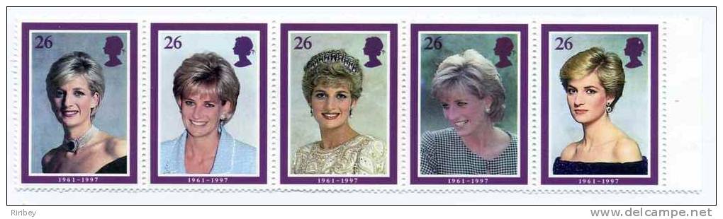 Bande De 5 Timbres LADY DIANA / GRANDE BRETAGNE / GREAT BRITAIN ** - Koniklijke Families