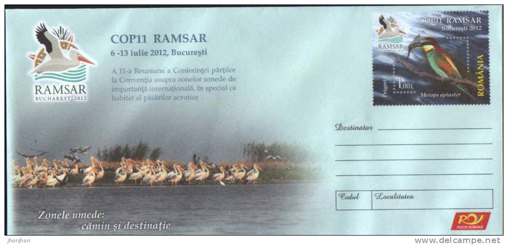 Romania-Postal Stationery Cover 2012- Pelicans; Pélicans; Pelikane - Unused - Pelikane