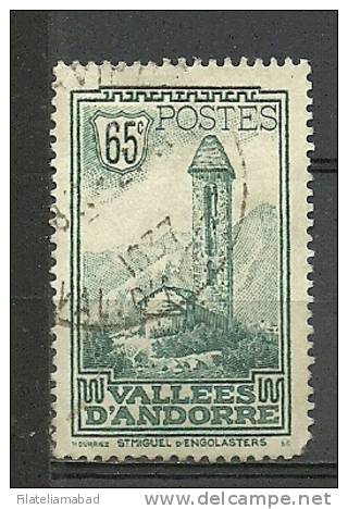 ANDORRA CORREO FRANCES- SELLO USADO YVERT Nº 36 Dientes Cortos. - Used Stamps