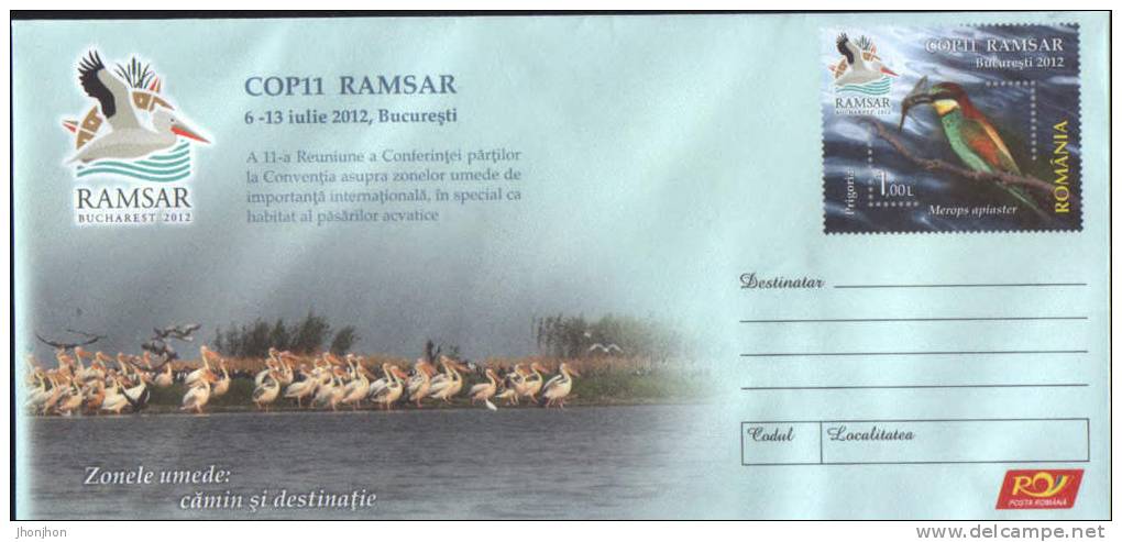 Romania-Postal Stationery Cover 2012,unused- Pelicans; Pelikane - Pelikane