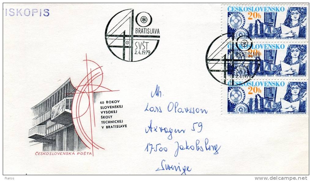 Czechoslovakia- First Day Cover FDC(Tiskopis) -"Fine Arts Academy, 30th Anniv." Issue, 20h. Stamp [Bratislava 2.4.1979] - FDC