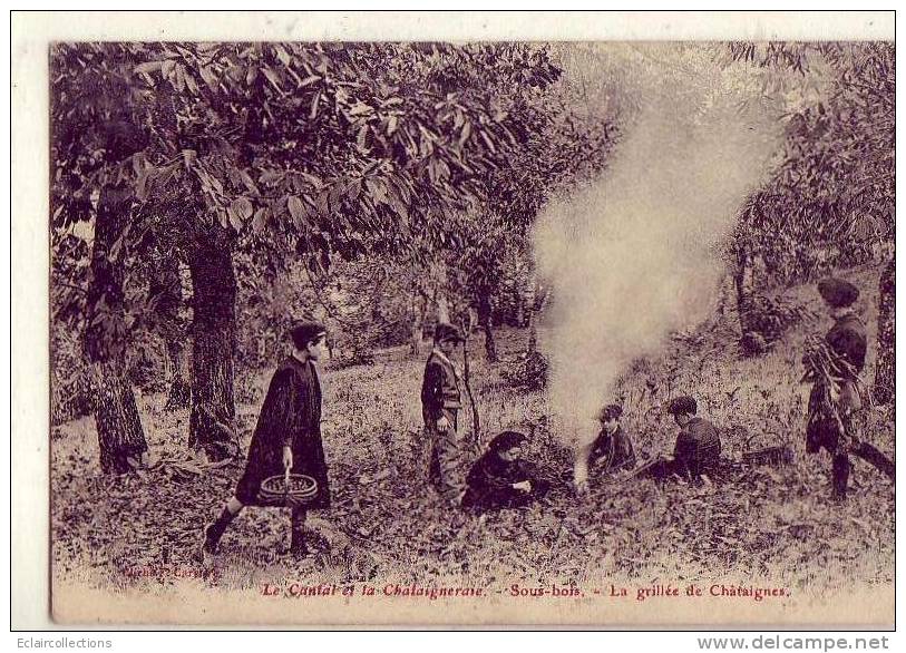 Non Localisé Auvergne  15 Et La Châtaigneraie..La Grillée Des Châtaignes    (voir Sacn) - Auvergne