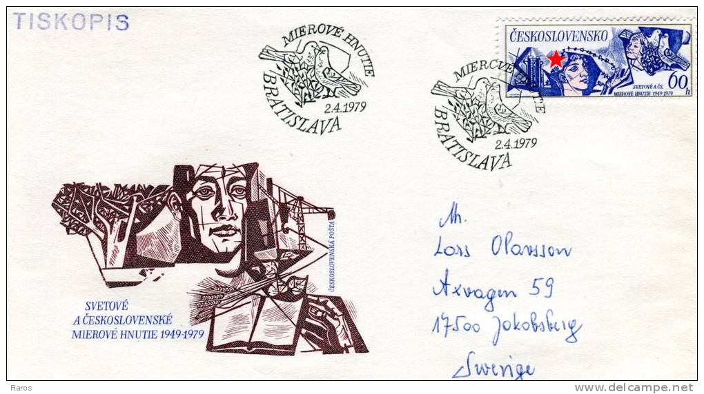 Czechoslovakia- First Day Cover FDC(Tiskopis) -"Fine Arts Academy, 30th Anniv." Issue, 60h. Stamp [Bratislava 2.4.1979] - FDC