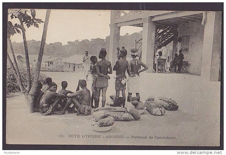 Ivory Coast Cote D´Ivoire - 15. Aboisso - Porteurs De Cautchouc Animation Animée Simple Backside (2 Scans) - Elfenbeinküste