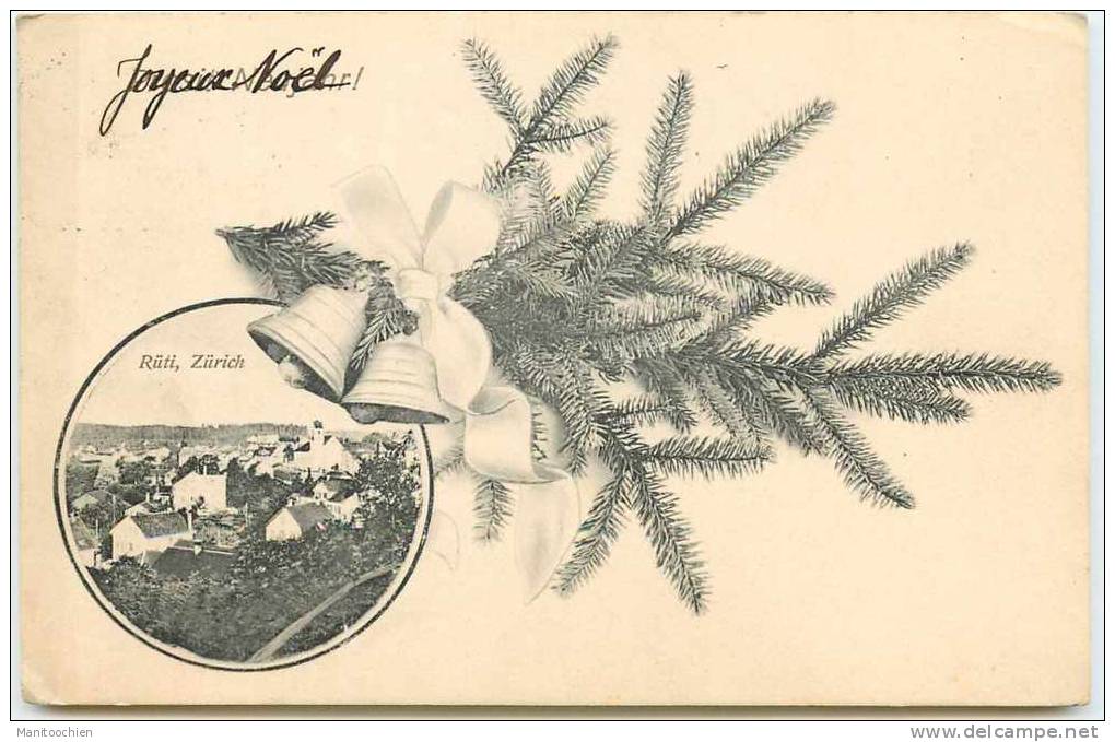 SUISSE RUTI  JOYEUX NOEL BELLE CARTE SAPIN CLOCHES - Rüti