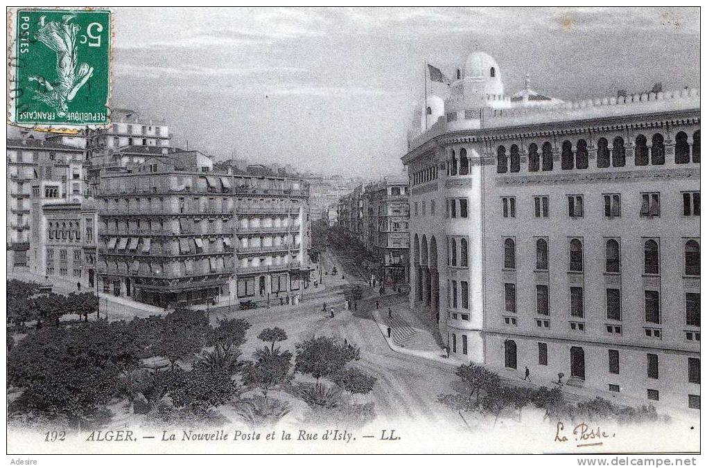 ALGER La Nouvelle Poste Et La Rue D'Isly, Gel.1912 - Szenen