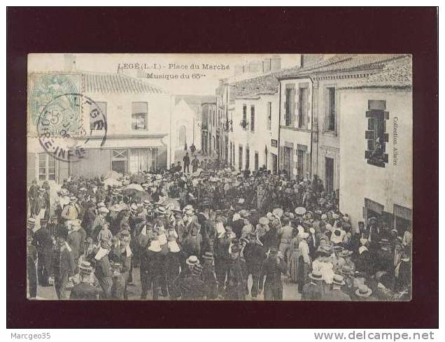 44 Legé Place Du Marché Musique Du 65e  édit. Allaire Très Animée Militaire Bureau De Tabac - Legé