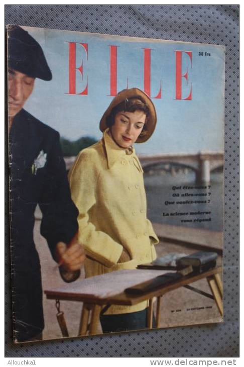 24 Octobre 1949: ELLE Revue Féminine:modèles Science Moderne Mode Travaux, Couture,patron,artiste Cinéma - 1900 - 1949