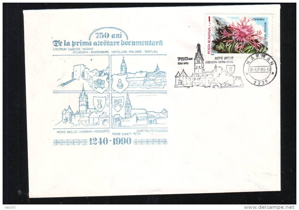 COAT OF ARMS,MOUNTAIN,1990 SPECIAL COVER OBLIT.CONCORDANTE HARMAN ROMANIA. - Covers