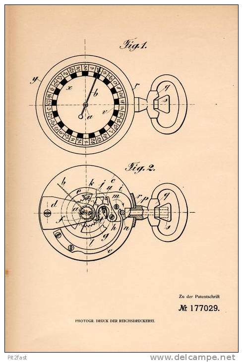 Original Patentschrift - O. Bernheim In La Chaux De Fonds , 1905 , Roulette , Taschen-Roulette In Uhr !!! - Jouets Anciens