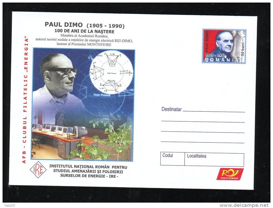Paul Dimo Energies Electricite Comuters,cover Stationery 2005  UNUSED Romania. - Elektriciteit