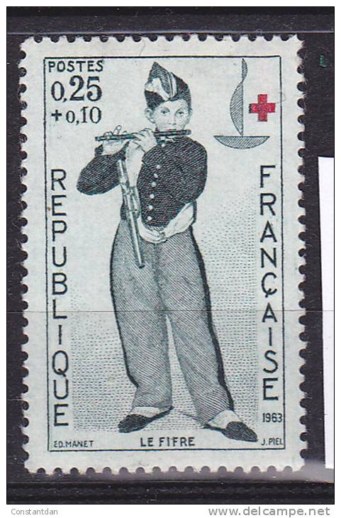 FRANCE N° 1401 25C + 10C LE FIFRE PAPIER VERDATRE NEUF SANS CHARNIERE - Briefe U. Dokumente