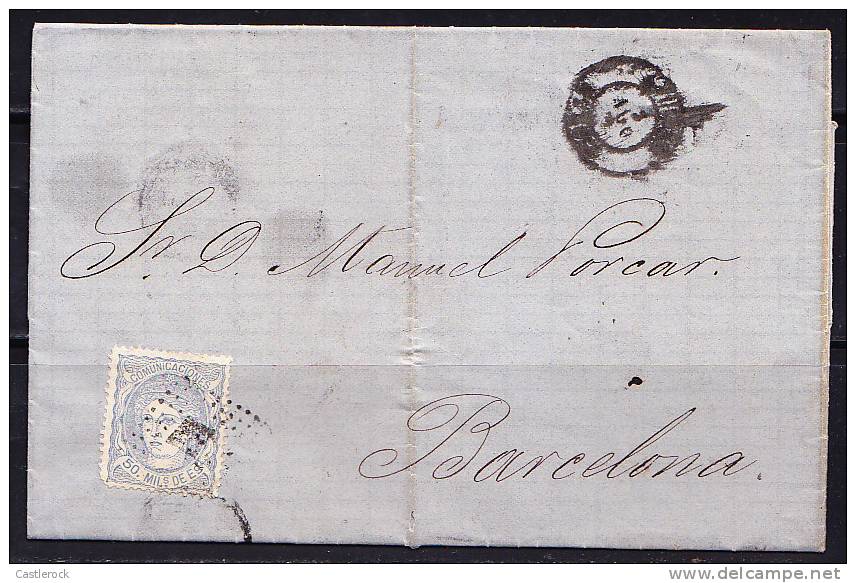 T)1871 CIRC.COVER SPAIN AGUILA TO BARCELONA XF¡.- - Covers & Documents