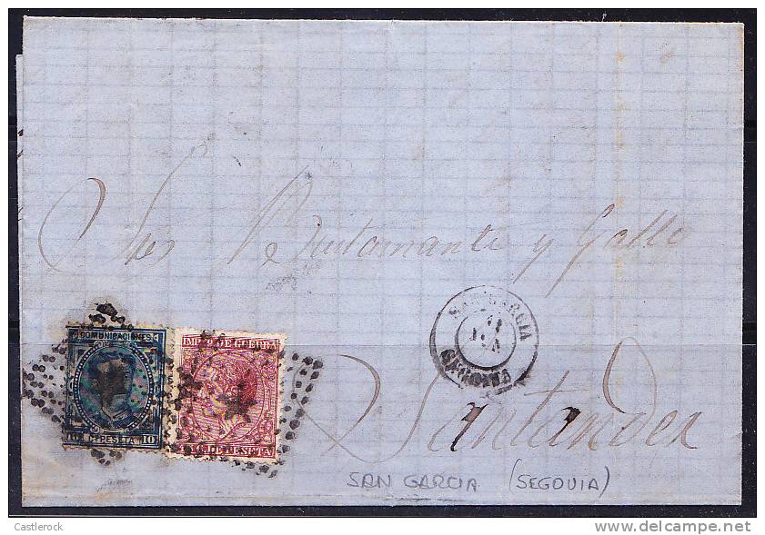 T)1866 CIRC.COVER SAN GARCIA(SEGOVIA)TO SANTANDER NICE COMBINATION XF¡ - Lettres & Documents