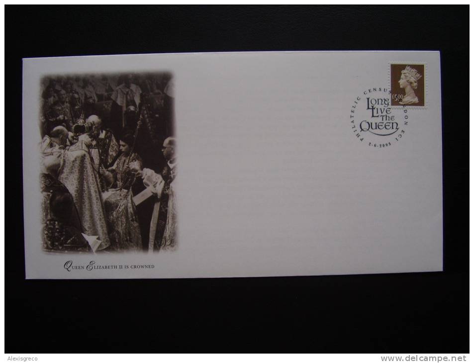 GREAT BRITAIN 2003 CELEBRATION Of QEII CORONATION's 50th Anniversary With Elliptical £5.00 Value Stamp. - 2001-2010 Decimal Issues