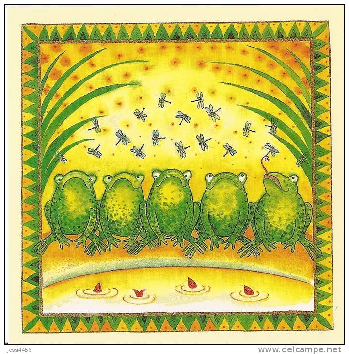 Carte Postale Double Maddicott 10x10cm + Enveloppe Assortie - Five Little Speckled Frogs / Grenouille - Autres & Non Classés