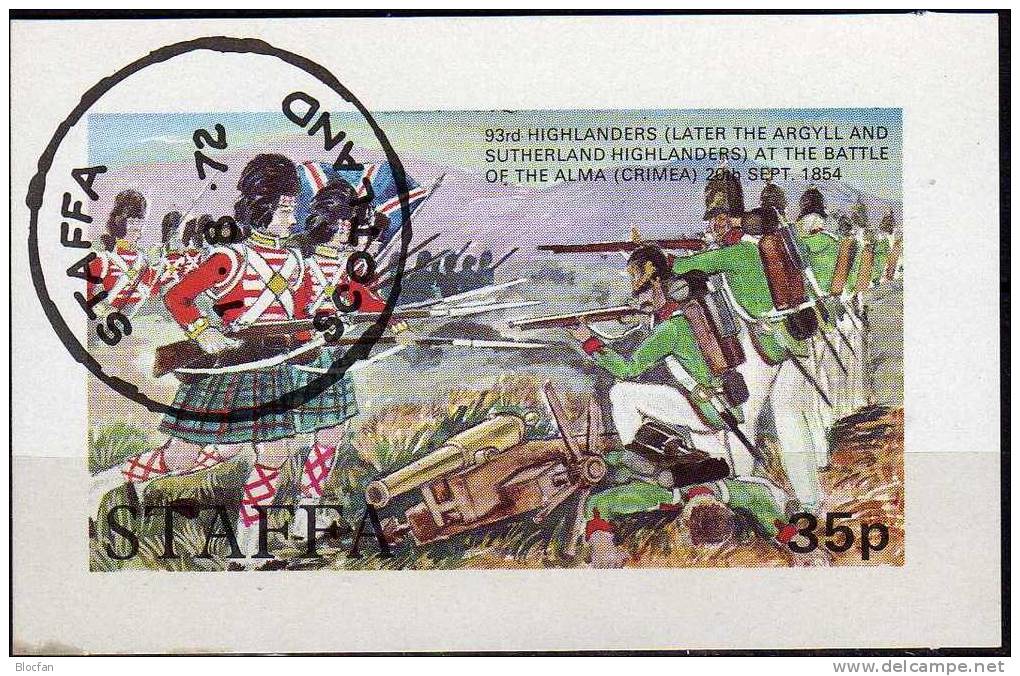 Military 1972 UK Scotland Staffa Block 14/72 O 3€ Fogli Highlanders At The Battle Crimea Souvenir Sheet Of Great Britain - Cinderellas