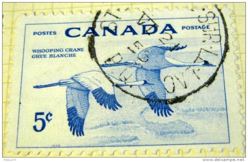 Canada 1955 ICAO 10th Anniversary Whooping Cranes 5c - Used - Oblitérés