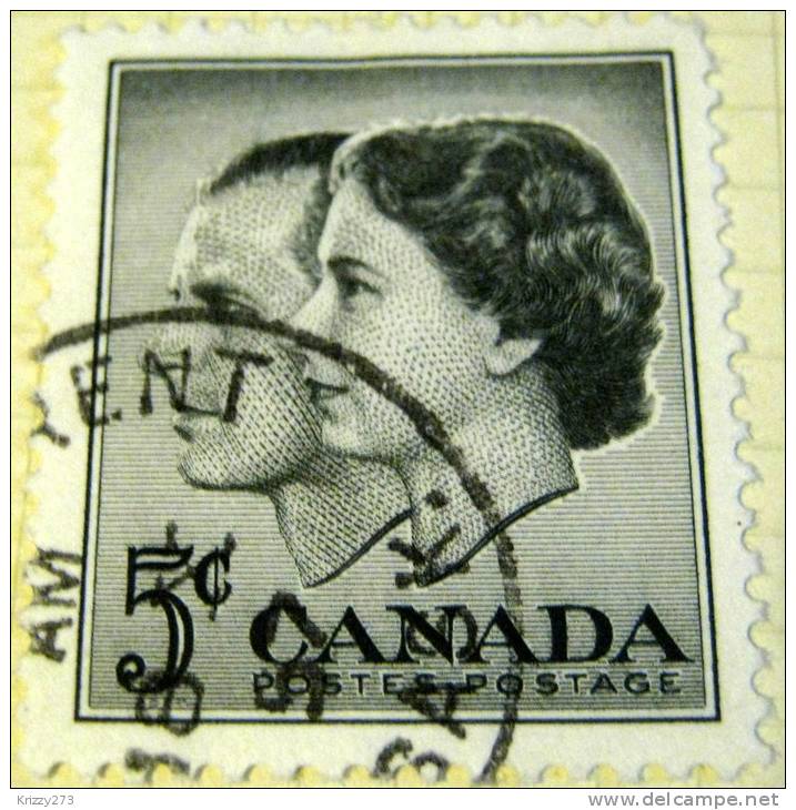 Canada 1957 Royal Visit Queen Elizabeth And Duke Of Edinburgh 5c - Used - Oblitérés