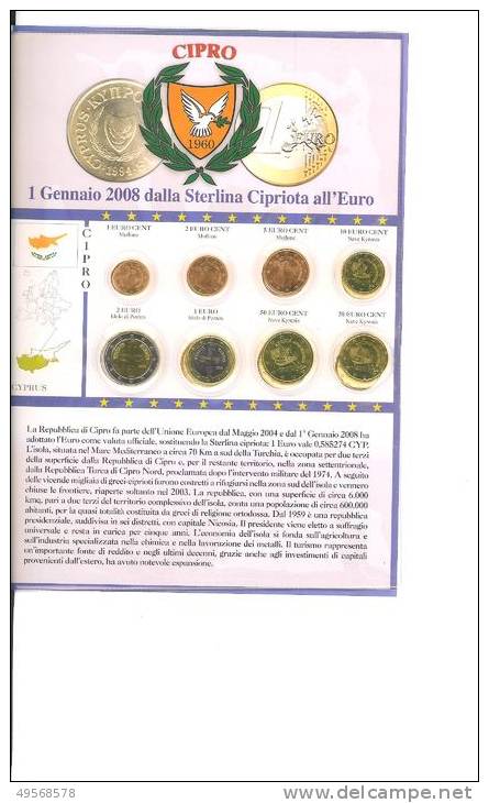 CIPRO - SERIE 8 MONETE EURO 2008 - - Cyprus